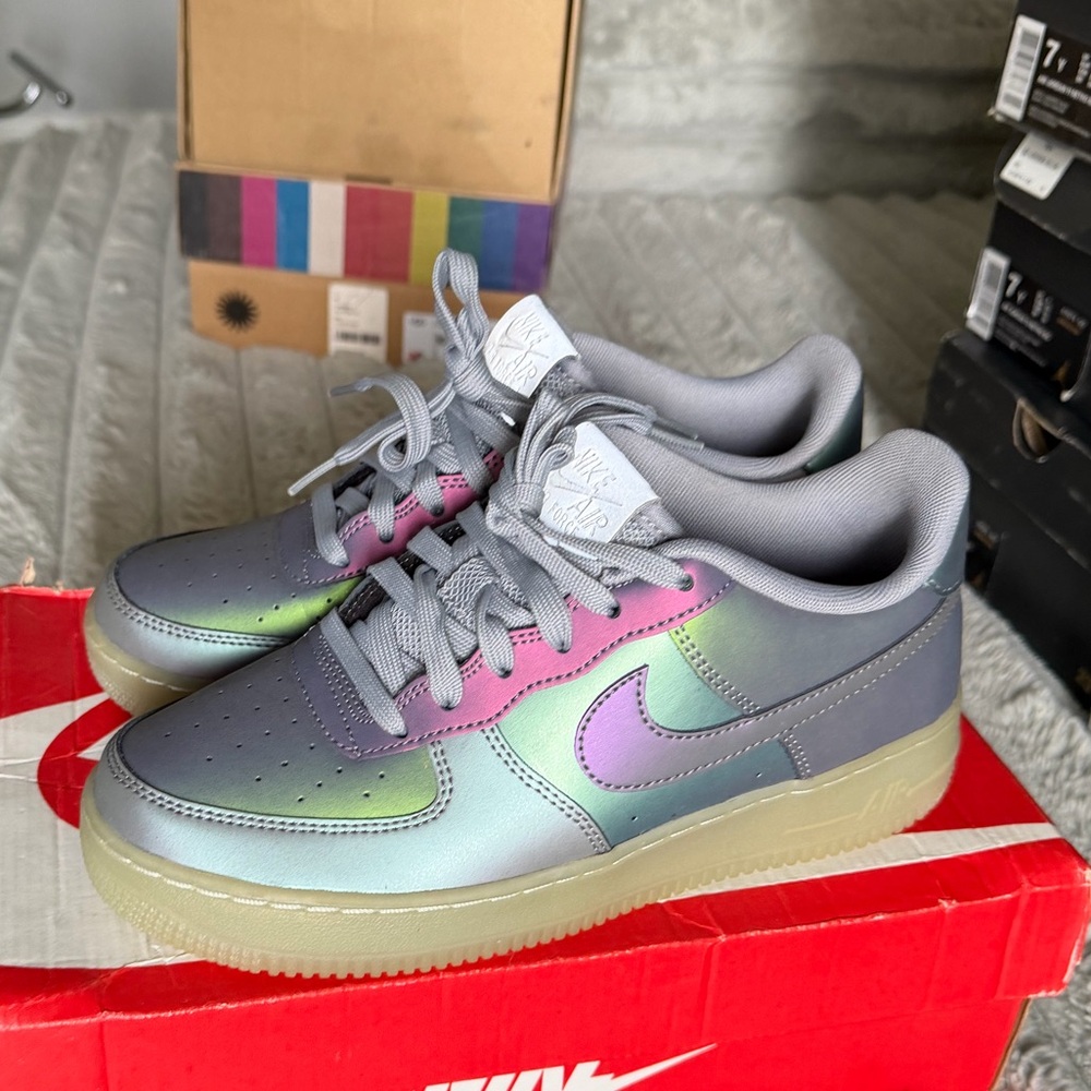 Nike Gray and Purple Iridescent Shoes